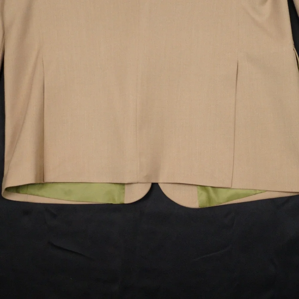 Alan Flusser Sport Coat Mens 48L Tan Solid Polyester Viscose